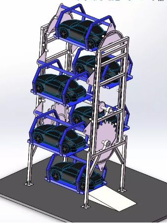 垂直旋轉(zhuǎn)式立體車(chē)庫(kù)簡(jiǎn)易模型3D圖紙解析 Solidworks設(shè)計(jì)與應(yīng)用前景